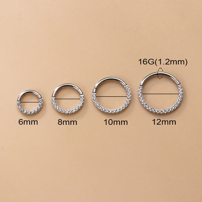 1 Piece Nose Rings & Studs Fashion Round Pure Titanium Inlay Zircon