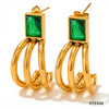 1 Pair Simple Style Square Stainless Steel Inlay Zircon Earrings