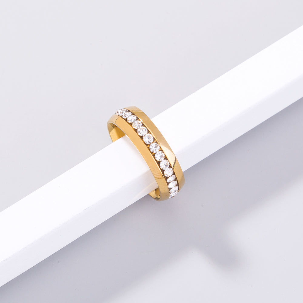 1 Piece Simple Style Round Stainless Steel Resin Plating Inlay Zircon Gold Plated Women's Rings