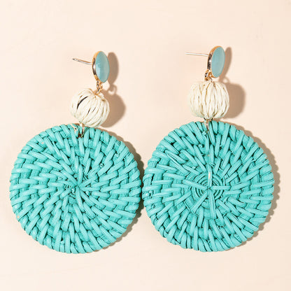 1 Pair Fashion Flower Rattan Handmade Women's Drop Earrings