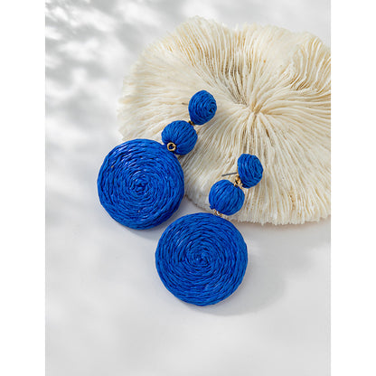 1 Pair Fashion Flower Rattan Handmade Women's Drop Earrings