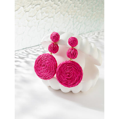 1 Pair Fashion Flower Rattan Handmade Women's Drop Earrings