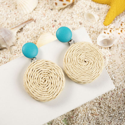 1 Pair Fashion Flower Rattan Handmade Women's Drop Earrings