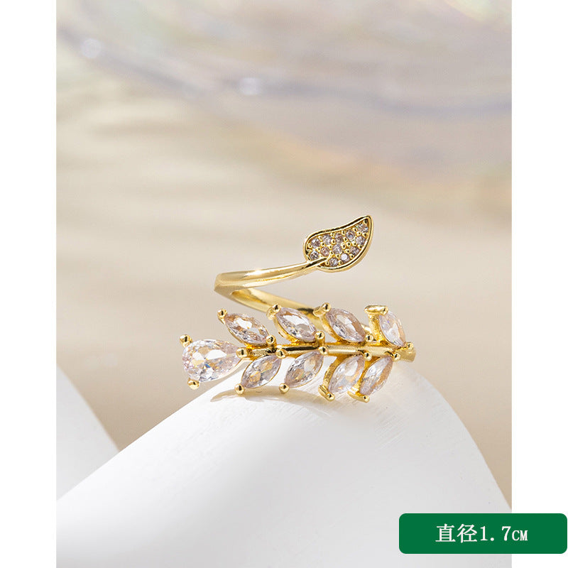 1 Piece Retro Heart Shape Flower Copper Inlay Zircon Open Ring