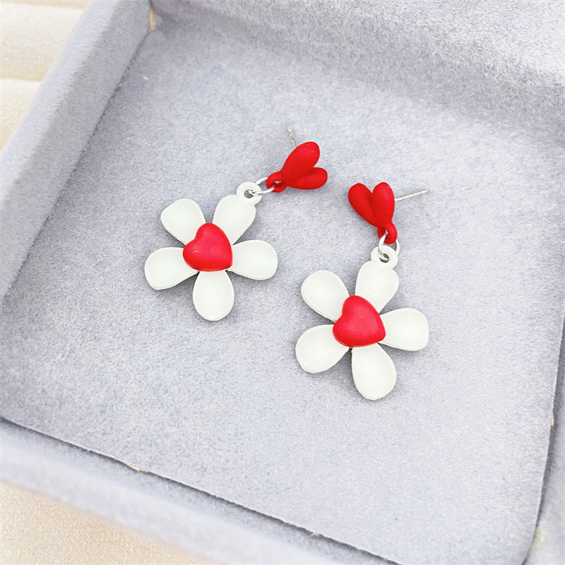 1 Pair Retro Heart Shape Flower Bow Knot Alloy Inlay Artificial Pearls Rhinestones Women's Earrings