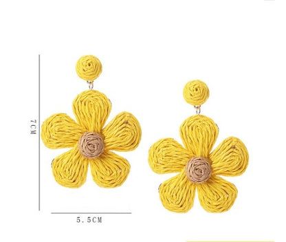 1 Pair Fashion Flower Rattan Handmade Women's Drop Earrings