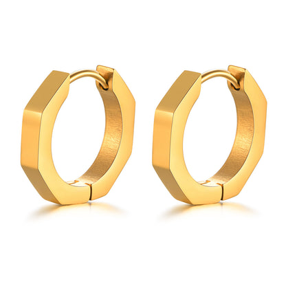 1 Pair Simple Style Geometric Titanium Steel Plating Hoop Earrings