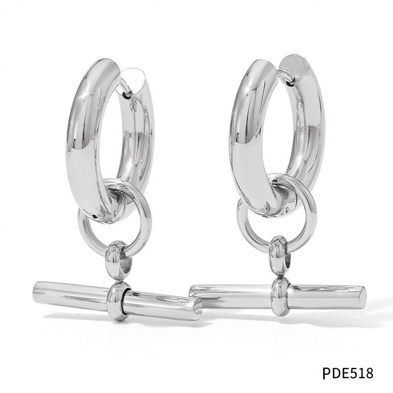 1 Pair Simple Style Solid Color Plating Stainless Steel Earrings