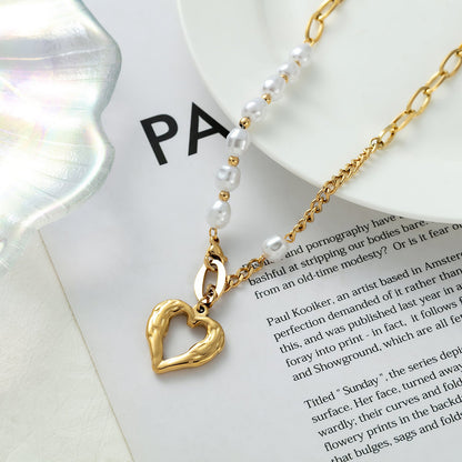 Hip-hop Vintage Style Heart Shape Stainless Steel Plating 18k Gold Plated Pendant Necklace