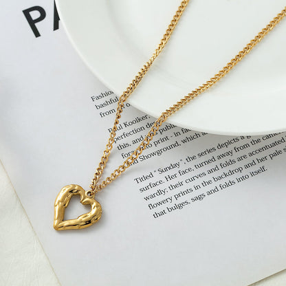 Hip-hop Vintage Style Heart Shape Stainless Steel Plating 18k Gold Plated Pendant Necklace