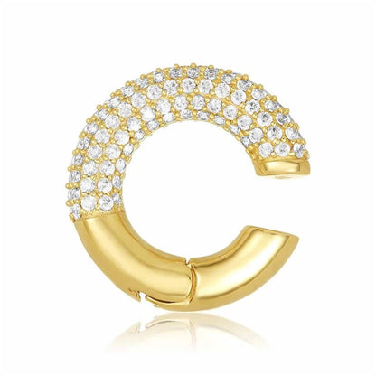 1 Piece Retro C Shape Inlay Copper Zircon Ear Clips