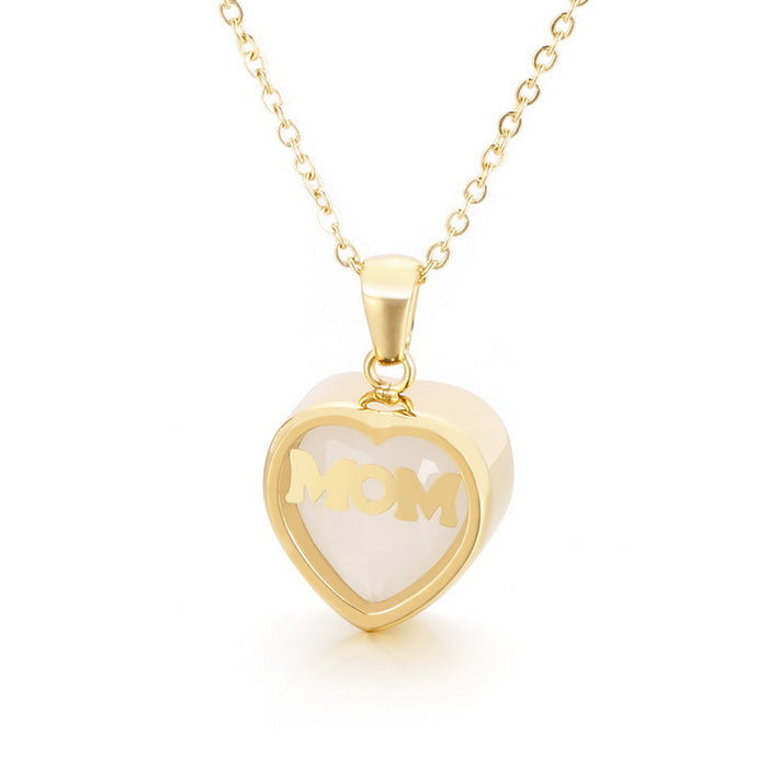 1 Piece Mama Simple Style Heart Shape Titanium Steel Inlay Birthstone Zircon Pendant Necklace