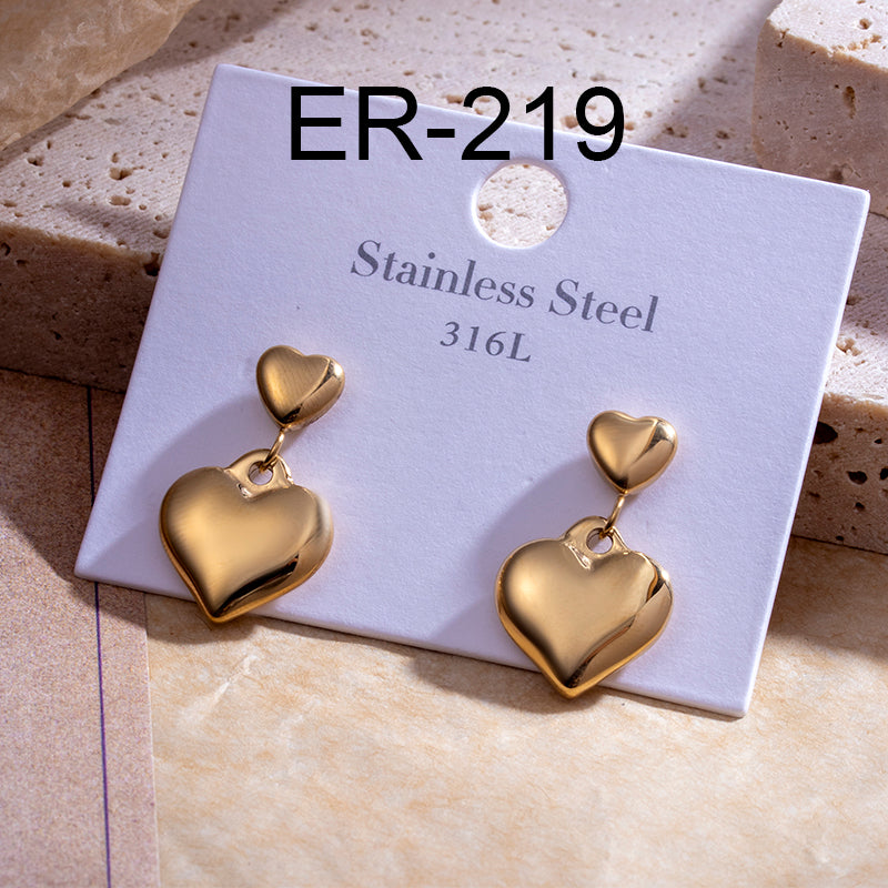 1 Pair Fashion Heart Shape Stainless Steel Plating Drop Earrings Ear Studs