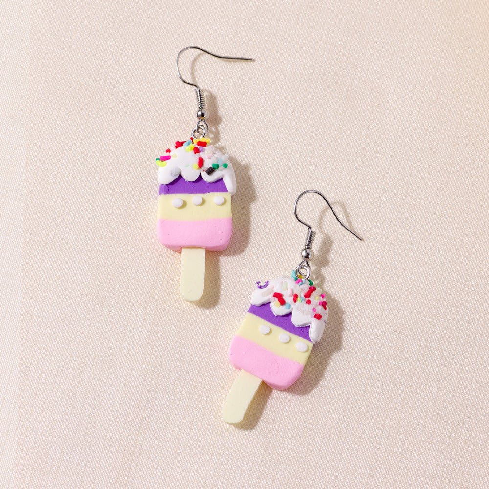 Europe And America Cross Border Fashion Popular Creative New Cute Simulation Donut Earrings Minimalist Creative Color Ice Cream Earrings Jewelry