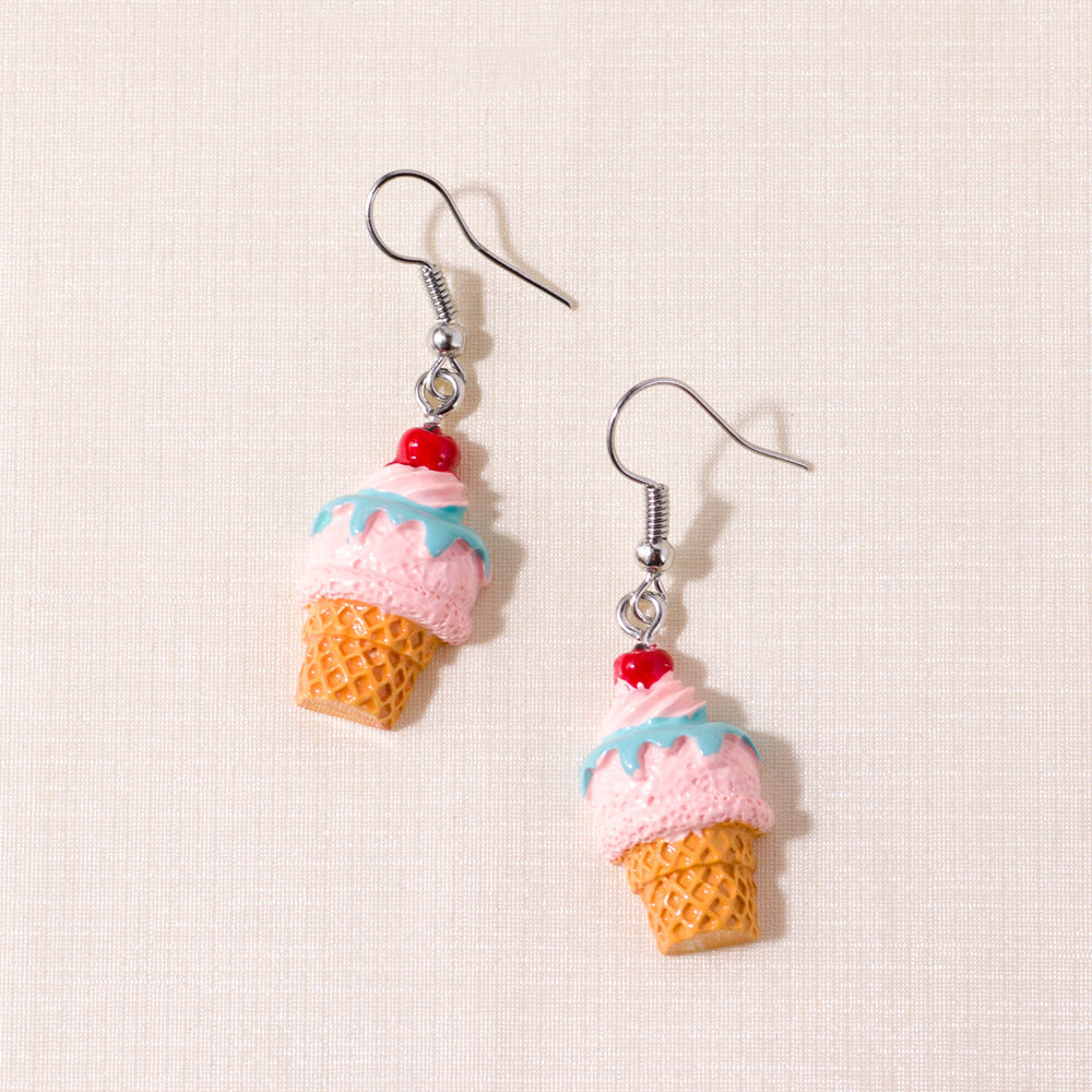 Europe And America Cross Border Fashion Popular Creative New Cute Simulation Donut Earrings Minimalist Creative Color Ice Cream Earrings Jewelry