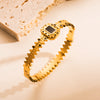 Ig Style Devil's Eye Heart Shape Stainless Steel Hollow Out Zircon 18k Gold Plated Bangle