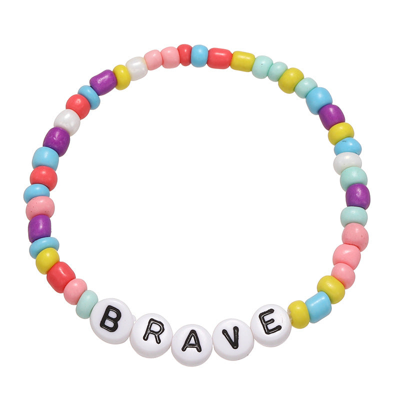 1 Piece Simple Style Letter Glass Irregular Kid's Bracelets