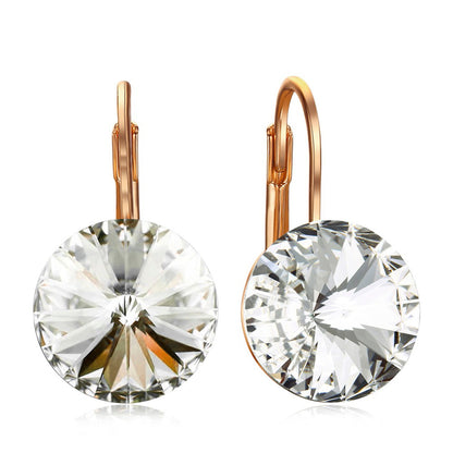 1 Pair Fashion Round Alloy Austrian Crystal Women's Drop Earrings