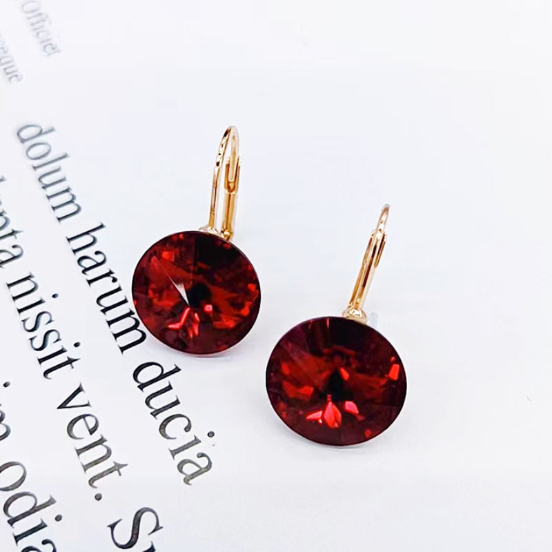 1 Pair Fashion Round Alloy Austrian Crystal Women's Drop Earrings