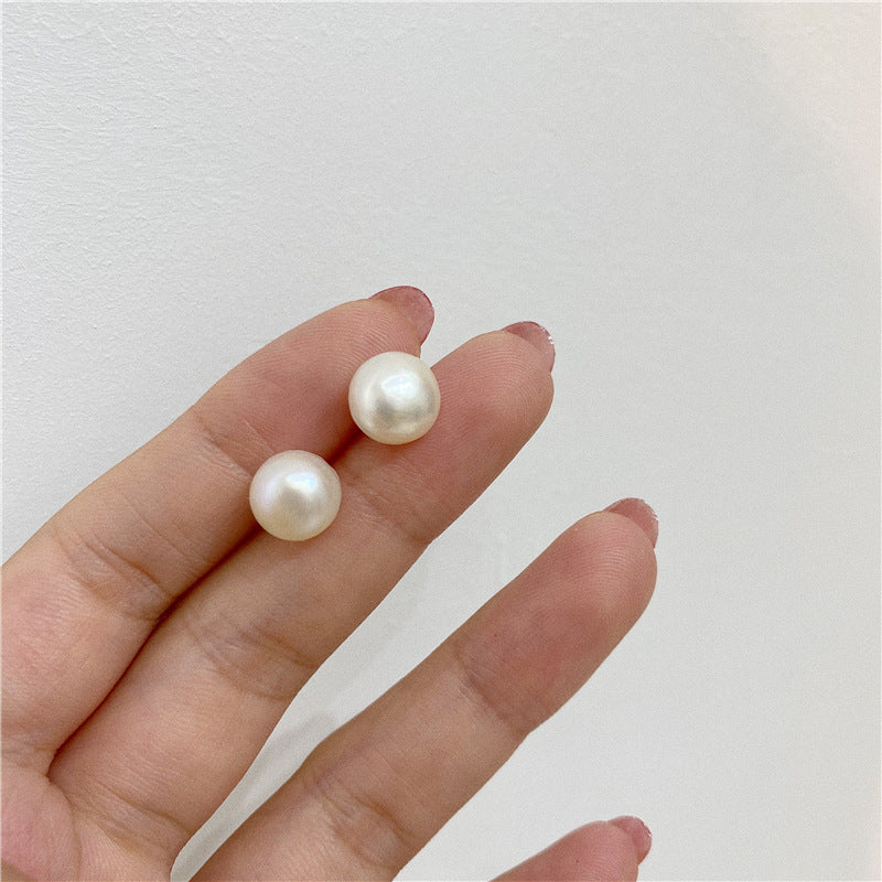 1 Pair Retro Solid Color Plating Freshwater Pearl Ear Studs