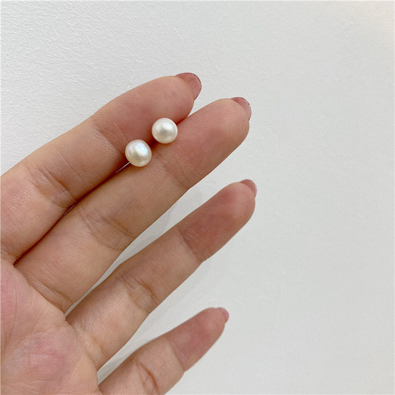 1 Pair Retro Solid Color Plating Freshwater Pearl Ear Studs