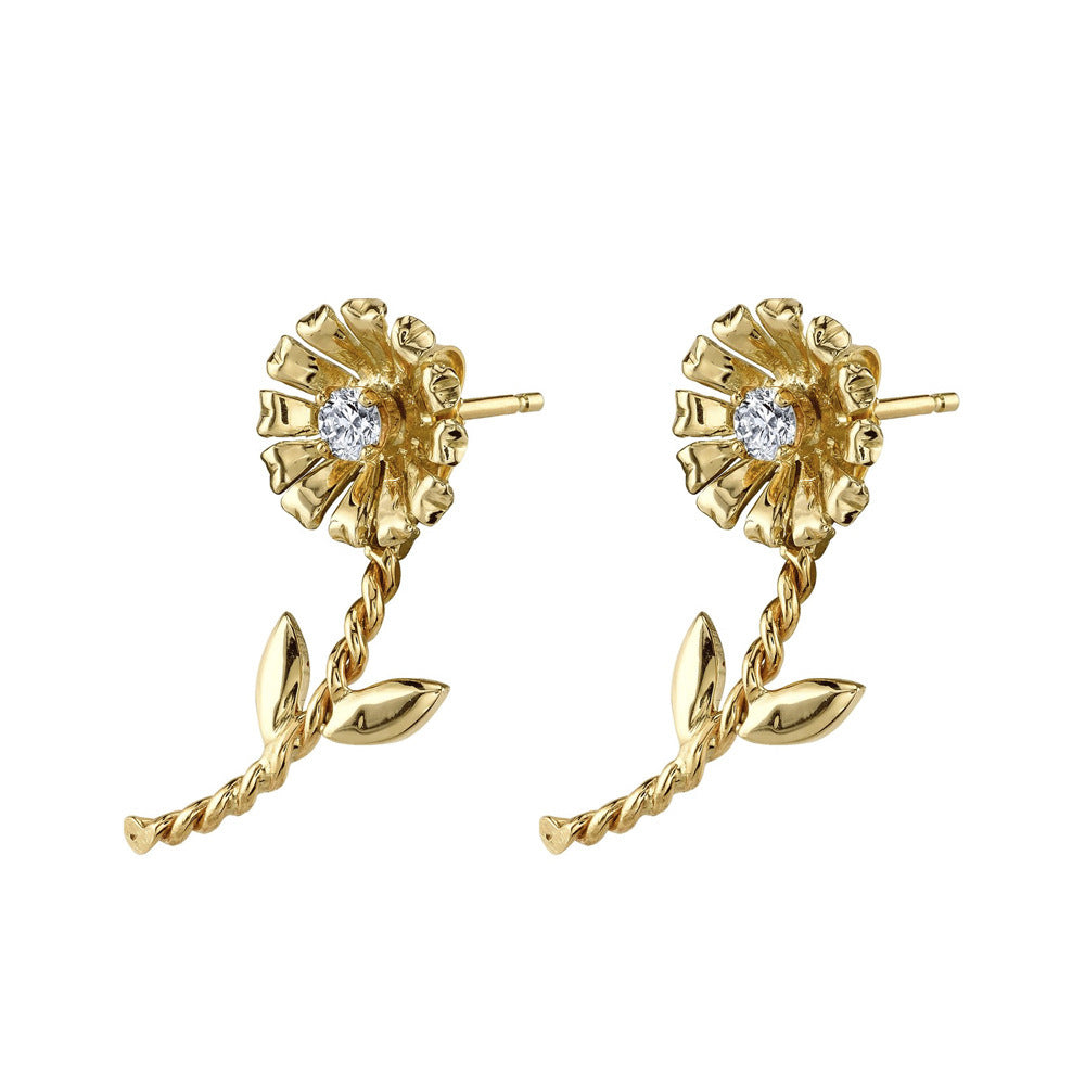 1 Pair Simple Style Flower Alloy Plating Inlay Rhinestones Women's Ear Studs