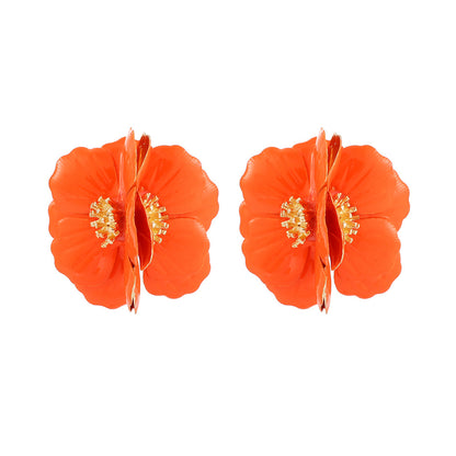 1 Pair Fashion Flower Metal Plating Women's Ear Studs