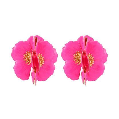 1 Pair Fashion Flower Metal Plating Women's Ear Studs