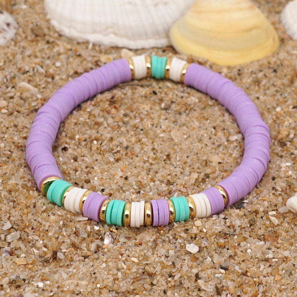 1 Piece Fashion Color Block Stainless Steel Soft Clay Beaded Women's Bracelets