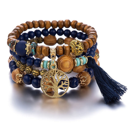 Bohemian Geometric Tree Wood Beaded Women's Bracelets