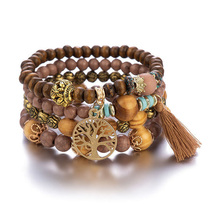 Bohemian Geometric Tree Wood Beaded Women's Bracelets