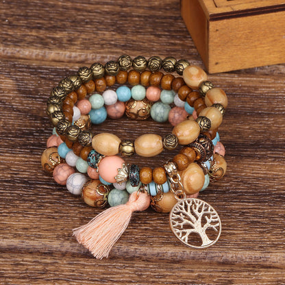 Bohemian Geometric Tree Wood Beaded Women's Bracelets