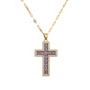 1 Piece Artistic Cross Copper Plating Inlay Zircon Pendant Necklace