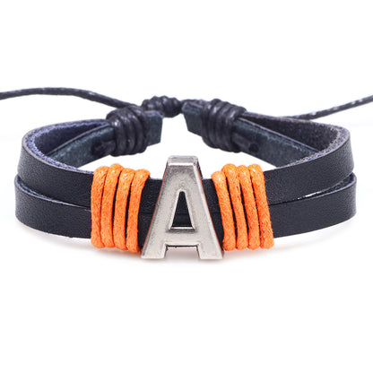 1 Piece Casual Simple Style Letter Alloy Leather Patchwork Unisex Wristband