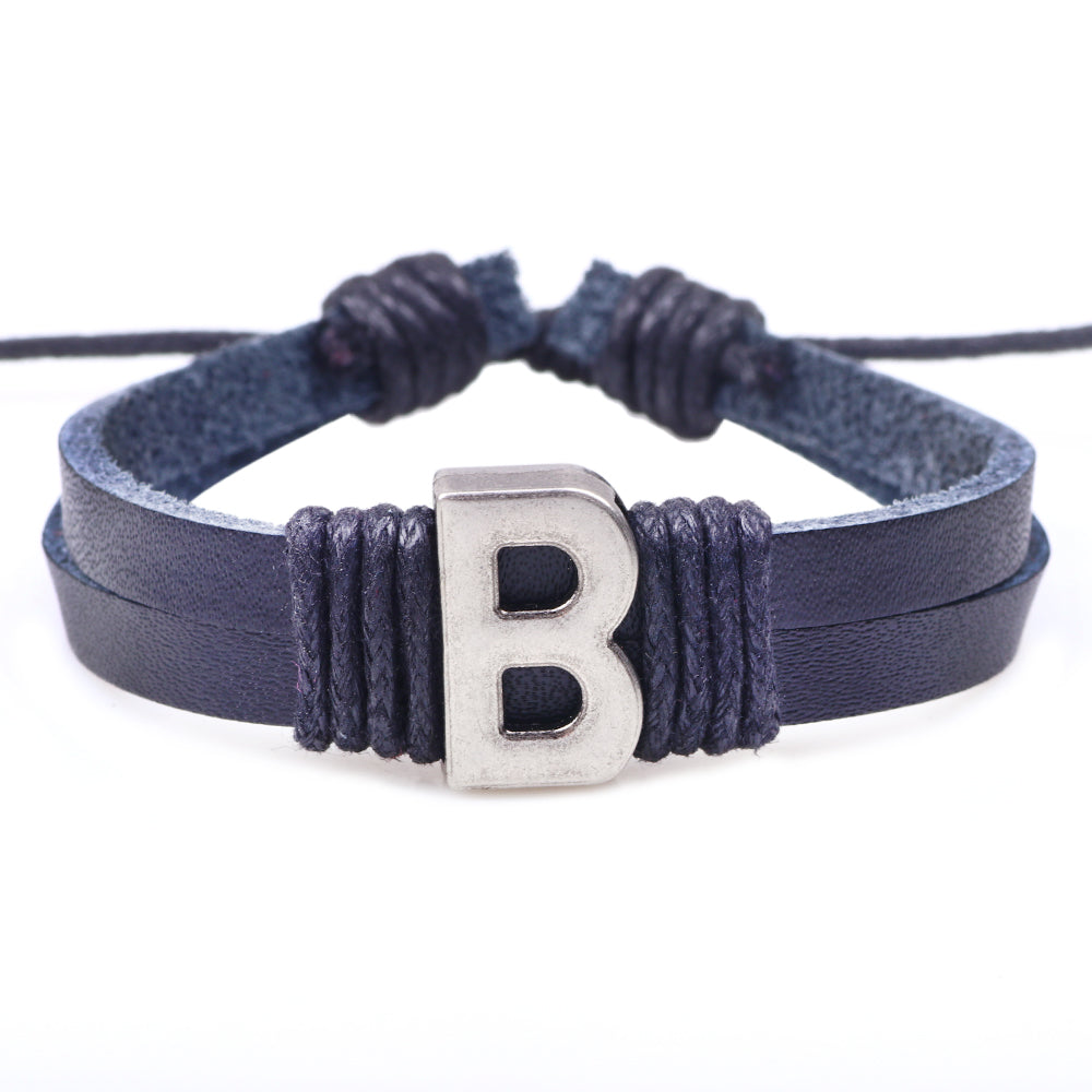 1 Piece Casual Simple Style Letter Alloy Leather Patchwork Unisex Wristband