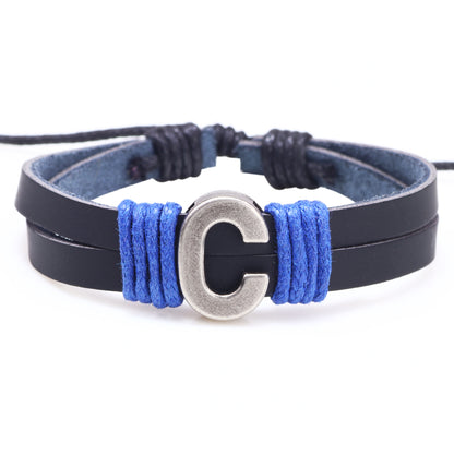 1 Piece Casual Simple Style Letter Alloy Leather Patchwork Unisex Wristband