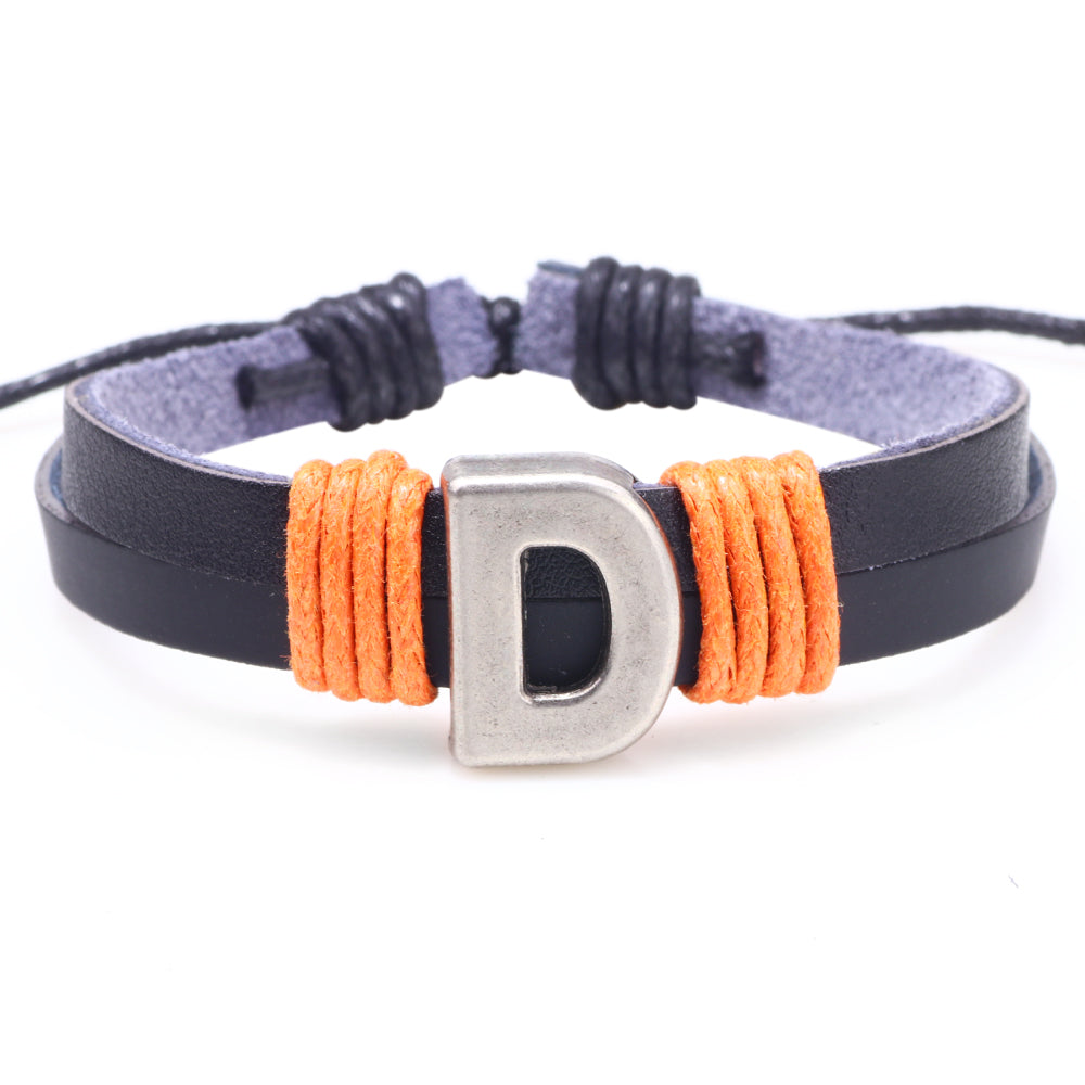 1 Piece Casual Simple Style Letter Alloy Leather Patchwork Unisex Wristband