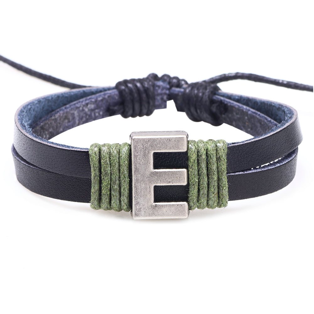 1 Piece Casual Simple Style Letter Alloy Leather Patchwork Unisex Wristband