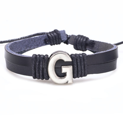 1 Piece Casual Simple Style Letter Alloy Leather Patchwork Unisex Wristband