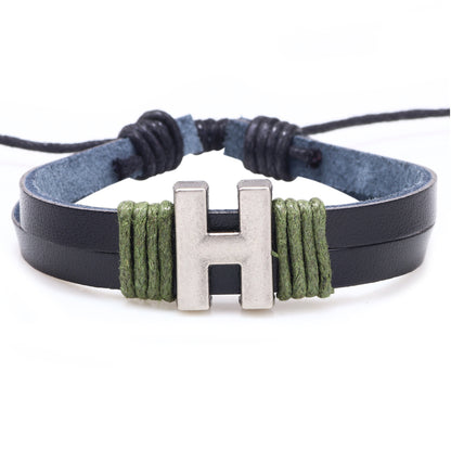 1 Piece Casual Simple Style Letter Alloy Leather Patchwork Unisex Wristband