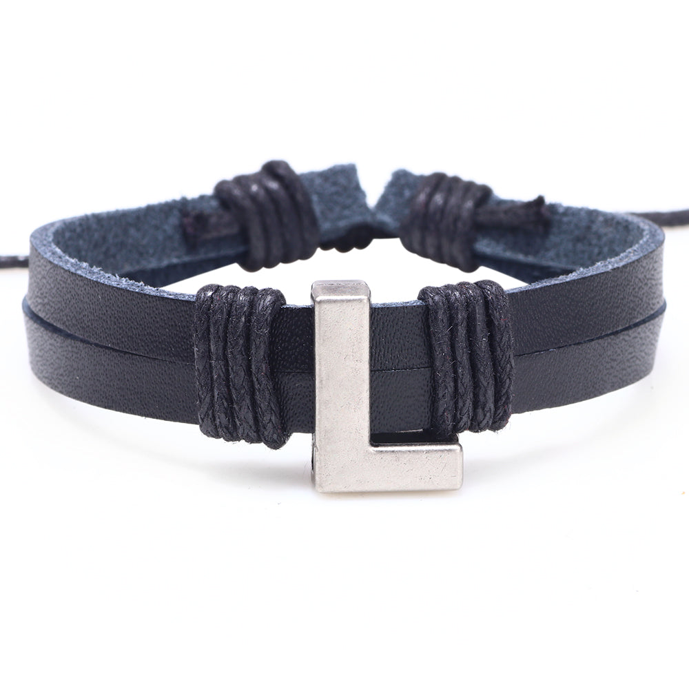 1 Piece Casual Simple Style Letter Alloy Leather Patchwork Unisex Wristband