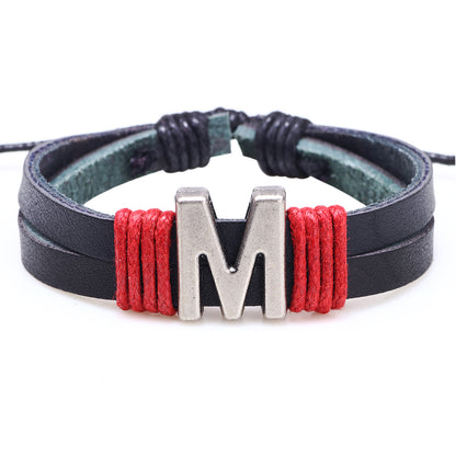 1 Piece Casual Simple Style Letter Alloy Leather Patchwork Unisex Wristband