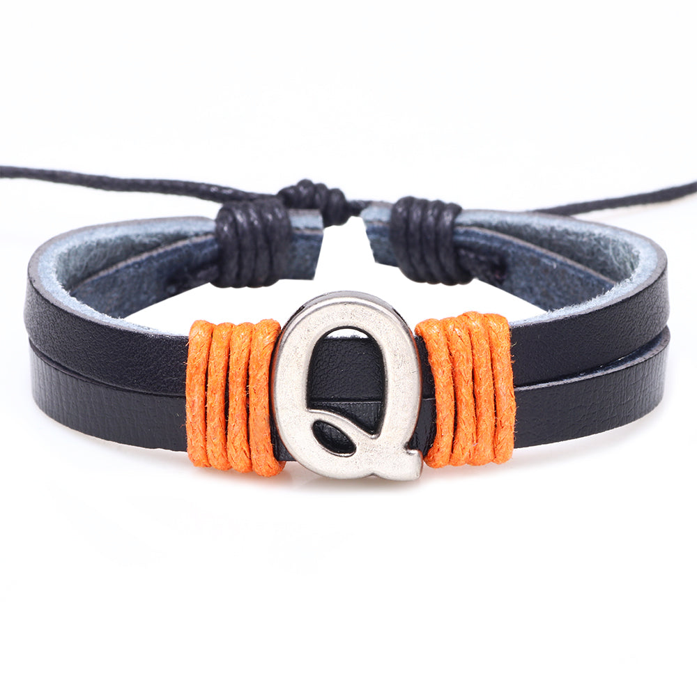 1 Piece Casual Simple Style Letter Alloy Leather Patchwork Unisex Wristband