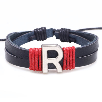 1 Piece Casual Simple Style Letter Alloy Leather Patchwork Unisex Wristband