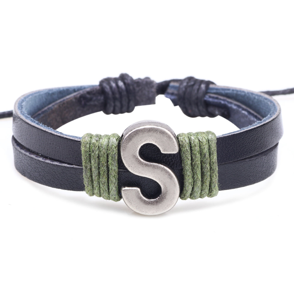 1 Piece Casual Simple Style Letter Alloy Leather Patchwork Unisex Wristband