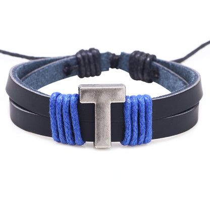 1 Piece Casual Simple Style Letter Alloy Leather Patchwork Unisex Wristband