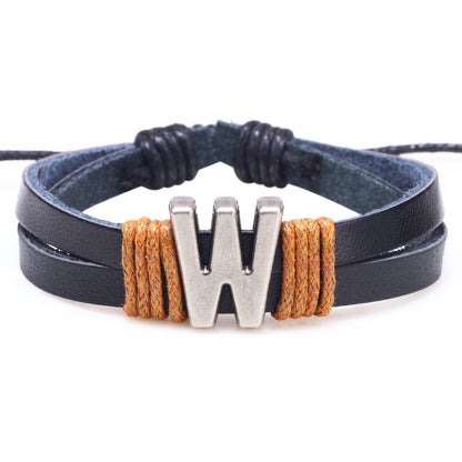 1 Piece Casual Simple Style Letter Alloy Leather Patchwork Unisex Wristband