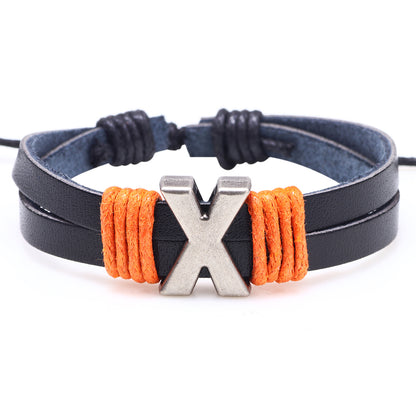 1 Piece Casual Simple Style Letter Alloy Leather Patchwork Unisex Wristband