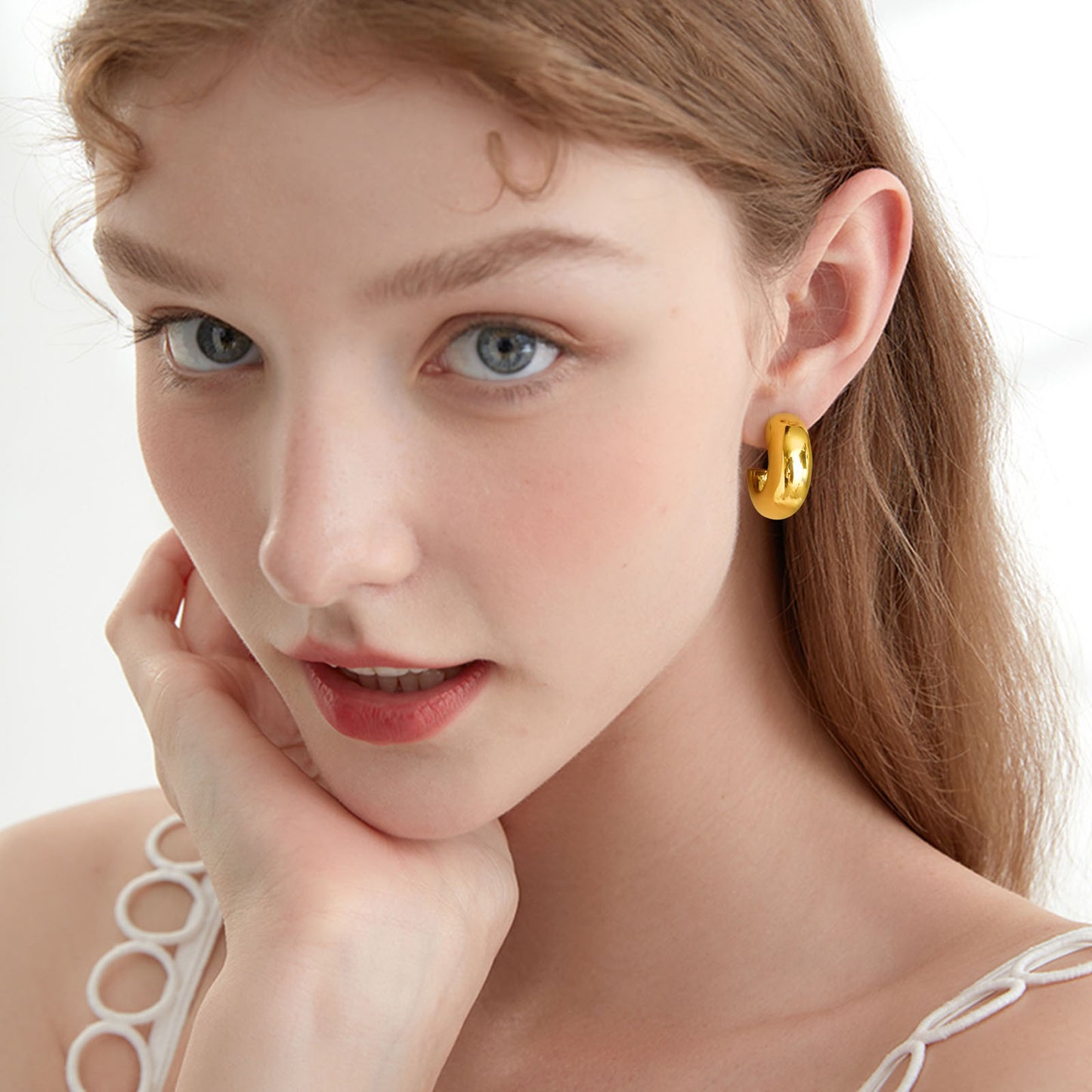 1 Pair Simple Style Solid Color Plating Stainless Steel 18k Gold Plated Earrings