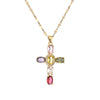 1 Piece Artistic Cross Copper Plating Inlay Zircon Pendant Necklace